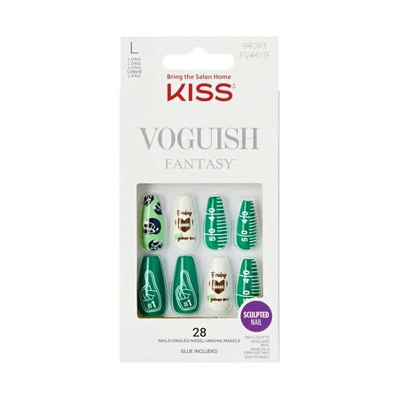 KISS Voguish Fantasy Press-On Nails In My Zone Green Long Coffin 28 Count | Walmart (US)