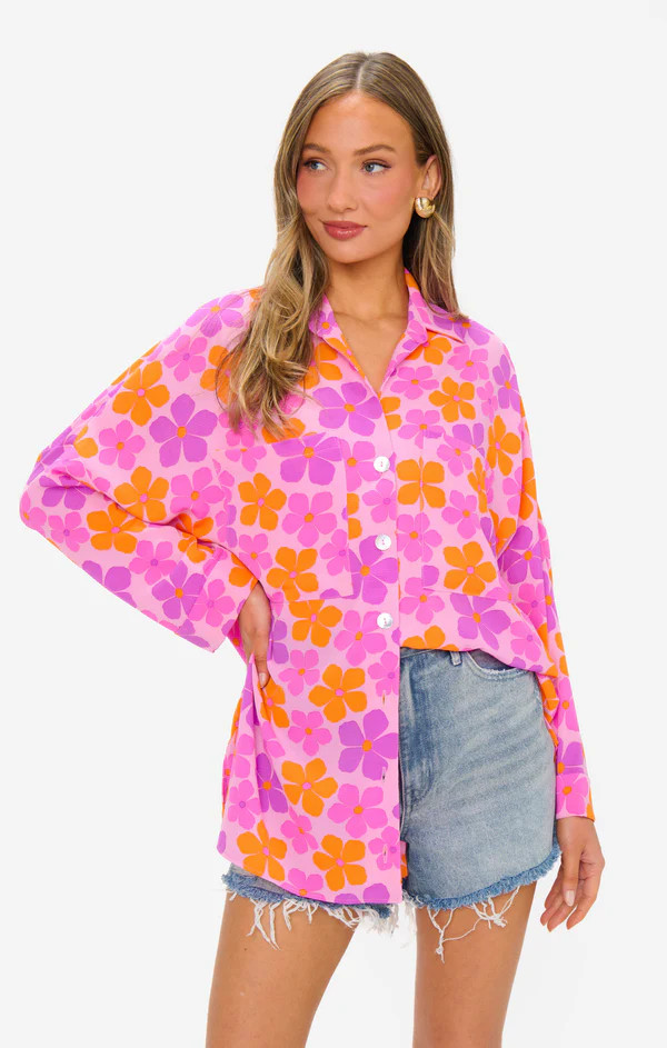 Johns Button Down Shirt ~ Pink Daisy | Show Me Your Mumu