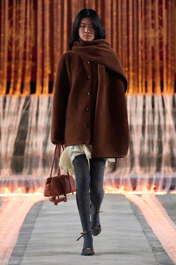 Carla Reversible Scarf Short Fur Coat in Merino Wool with Faux Suede | Fabrique