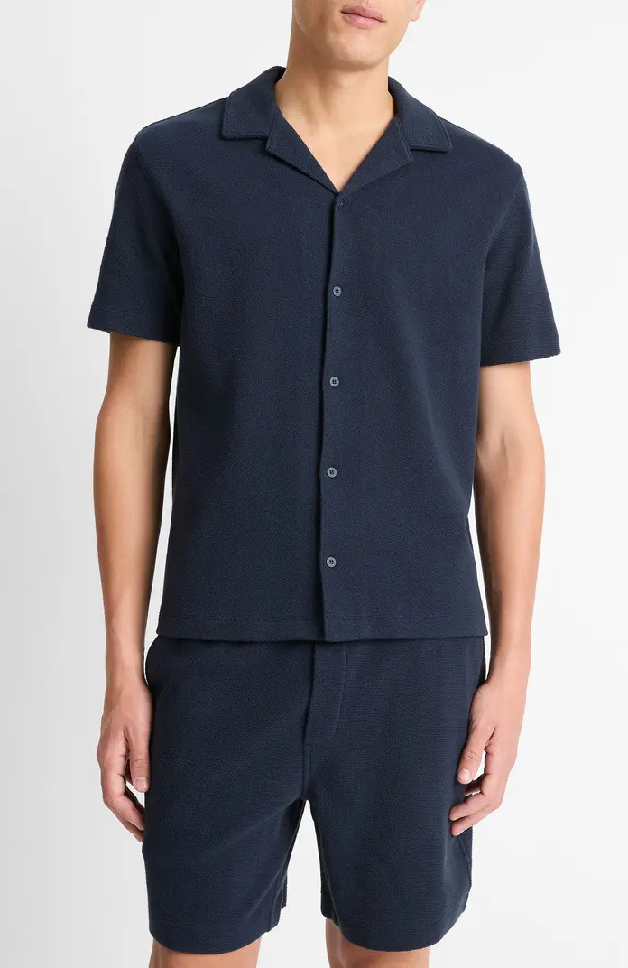 Bouclé Knit Short Sleeve Camp Shirt | Nordstrom