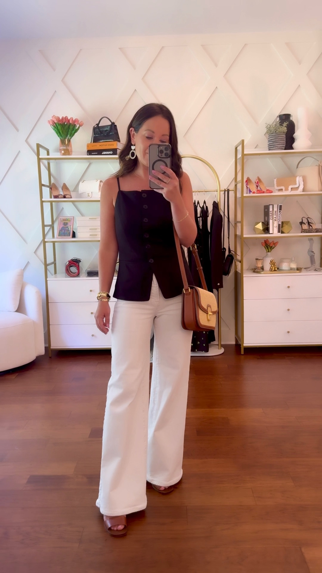 Summer outfit idea - cream jeans - black vest under $100 - use code blair10 for 10% off at nickel and suede Jewelry 

#LTKStyleTip #LTKOver40 #LTKSummerSales