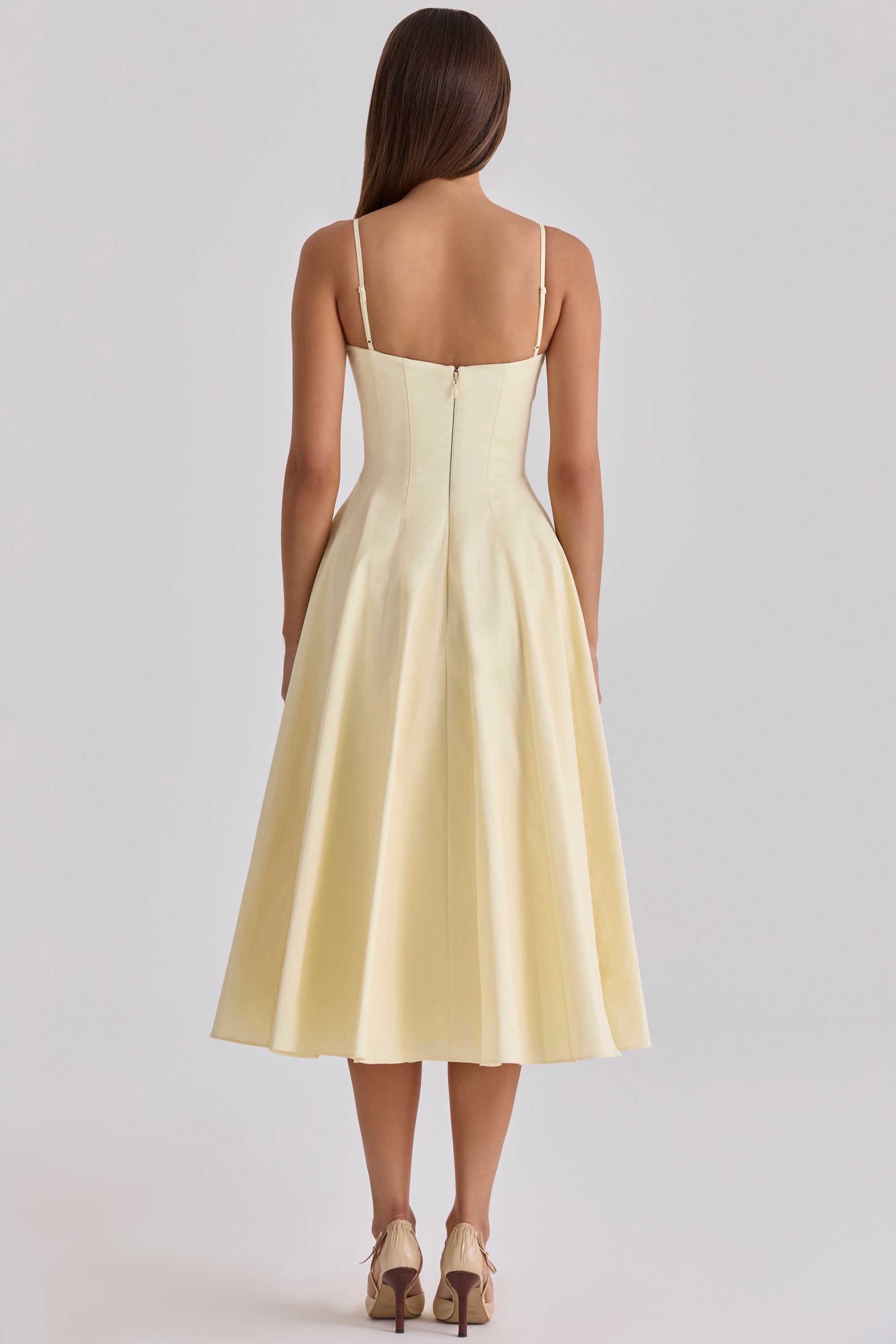 lemon cotton princess cut  midi sundress | House of CB