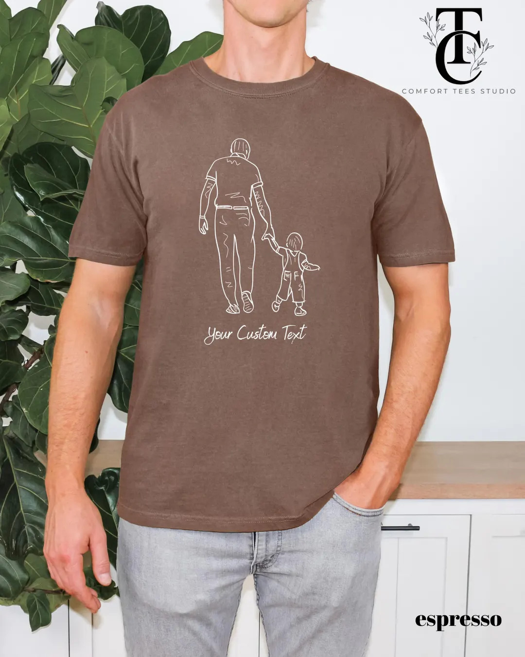 Comfort Colors® Custom Portrait Outline Shirts for Dad, Personalized Fathers Day Gift, Custom Da... | Etsy (US)