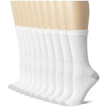 Hanes Big and Tall Women s 10 Pack Crew Sock White Shoe Size: 5-9 | Walmart (US)