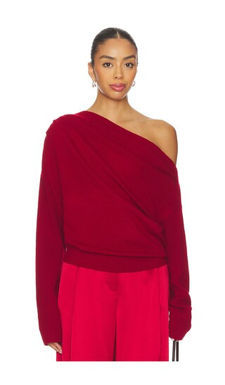 Long Sleeve Asymmetrical Drape Sweater | Revolve Clothing (Global)