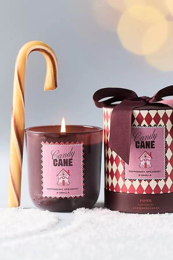 Anthropologie x Papier Gourmand Candy Cane Boxed Glass Candle | Anthropologie (US)