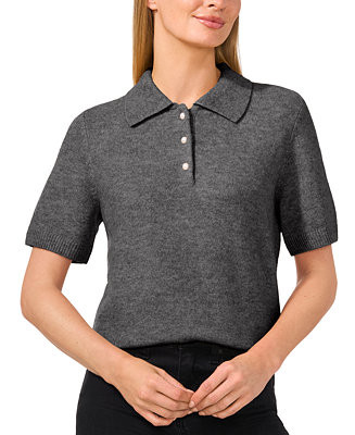 CeCe Women's Short Sleeve Polo Sweater  - Macy's | Macy's
