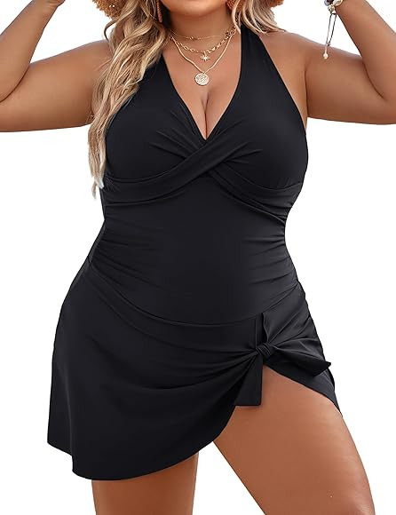 Blooming Jelly Womens Plus Size Swim Dress Swimsuit One Piece Tummy Control Bathing Suits Modest ... | Amazon (US)