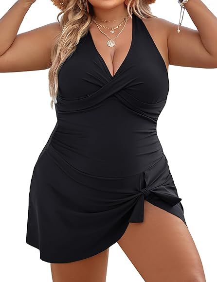 Blooming Jelly Womens Plus Size Swim Dress Swimsuit One Piece Tummy Control Bathing Suits Modest ... | Amazon (US)