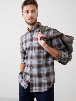 Slim-Fit Lightweight Flannel Shirt | Banana Republic Factory