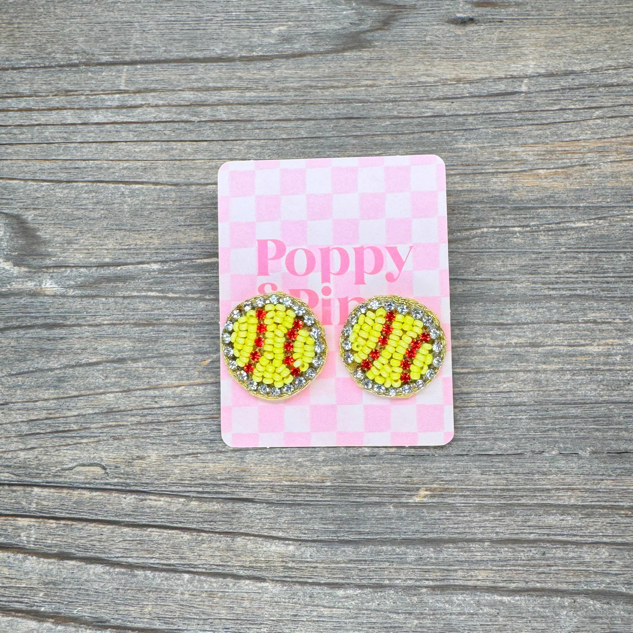 Beaded Softball Earrings | Poppy & Pine