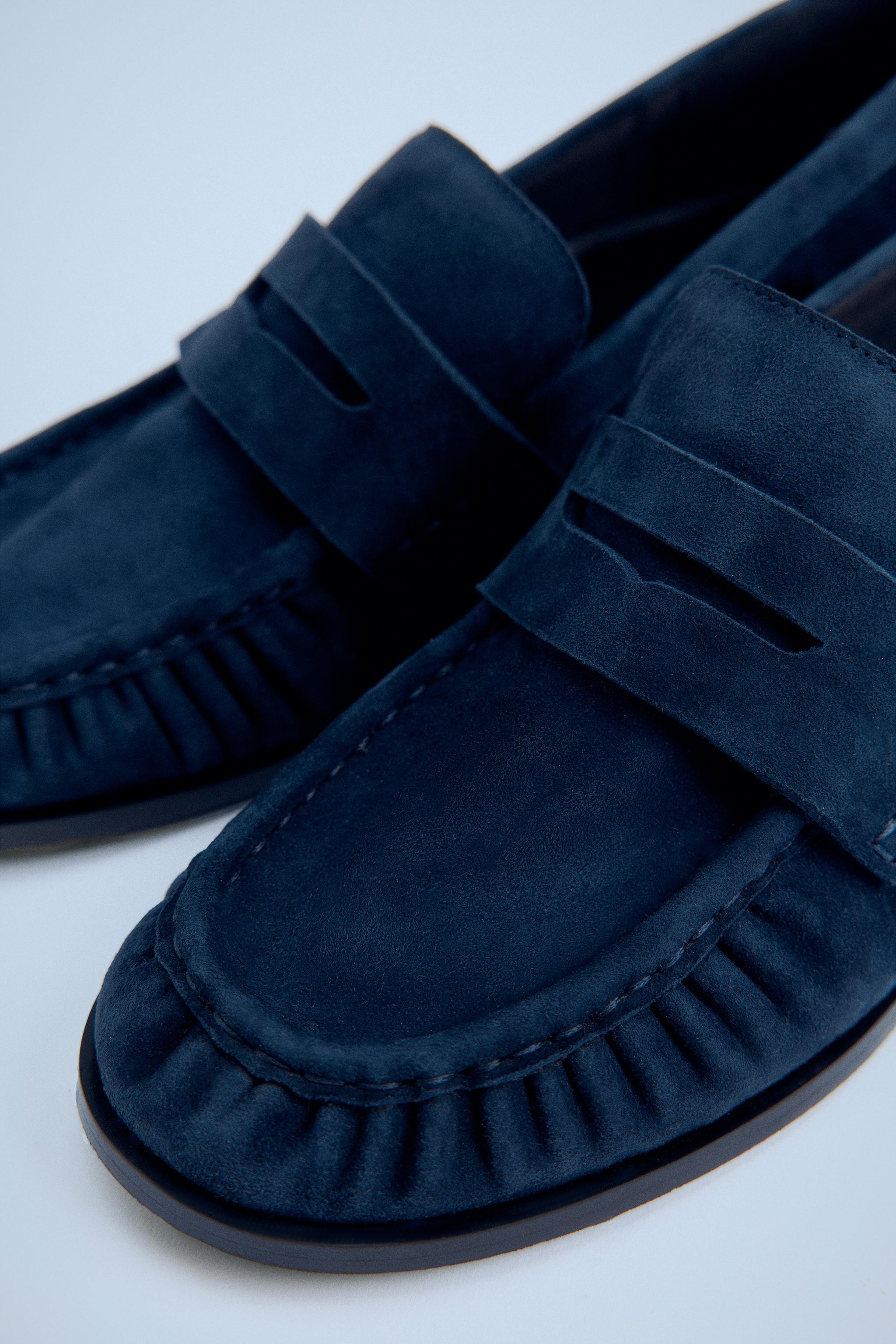 RUCHED SPLIT SUEDE LOAFERS | Zara UK