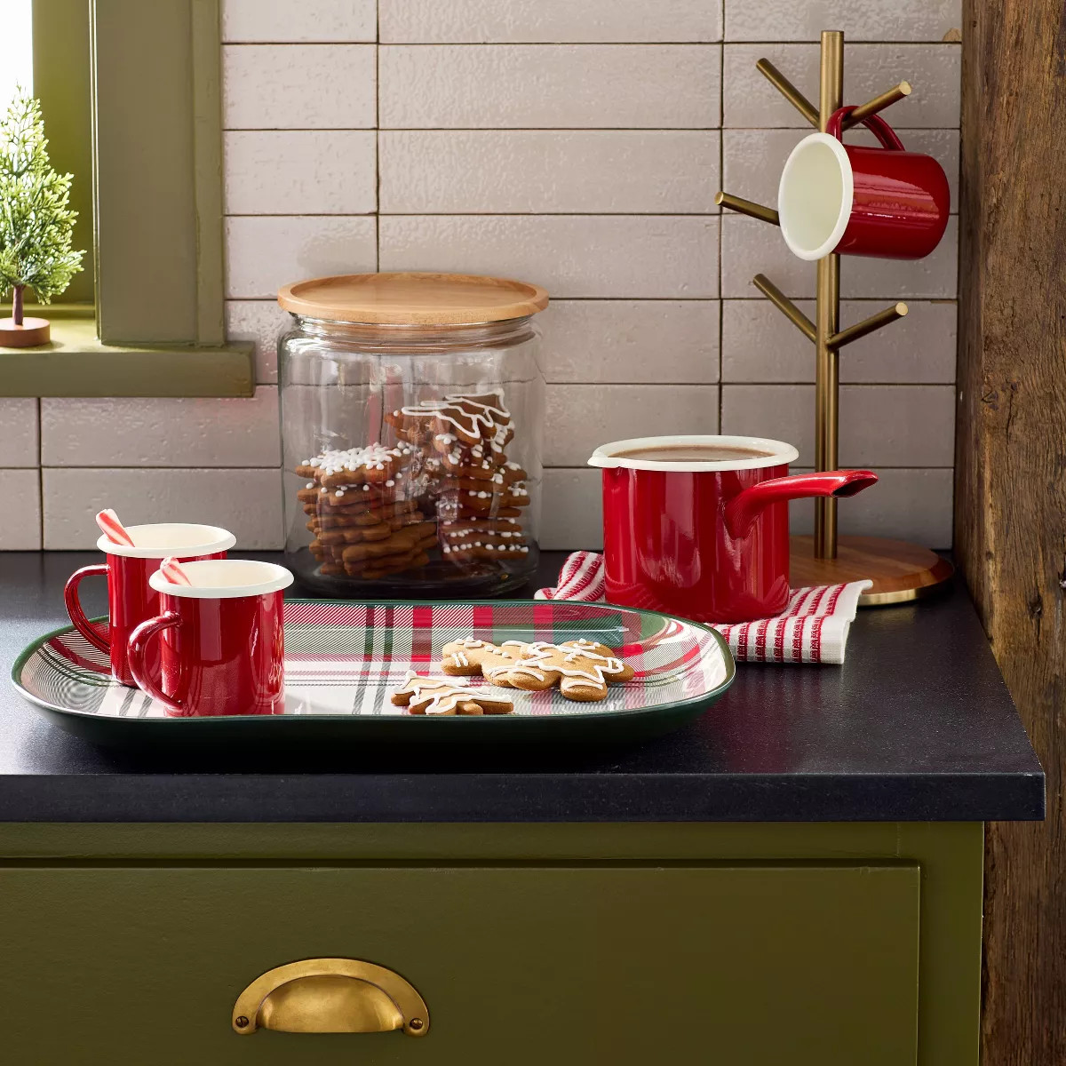 40oz Enameled Porcelain Milk Pan Red/Cream - Hearth & Hand™ with Magnolia | Target