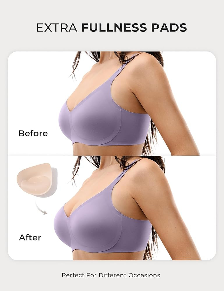 Women's Wireless Push Up Bra Seamless Comfortable Bras No Underwire Full Coverage Everyday Bralet... | Amazon (US)