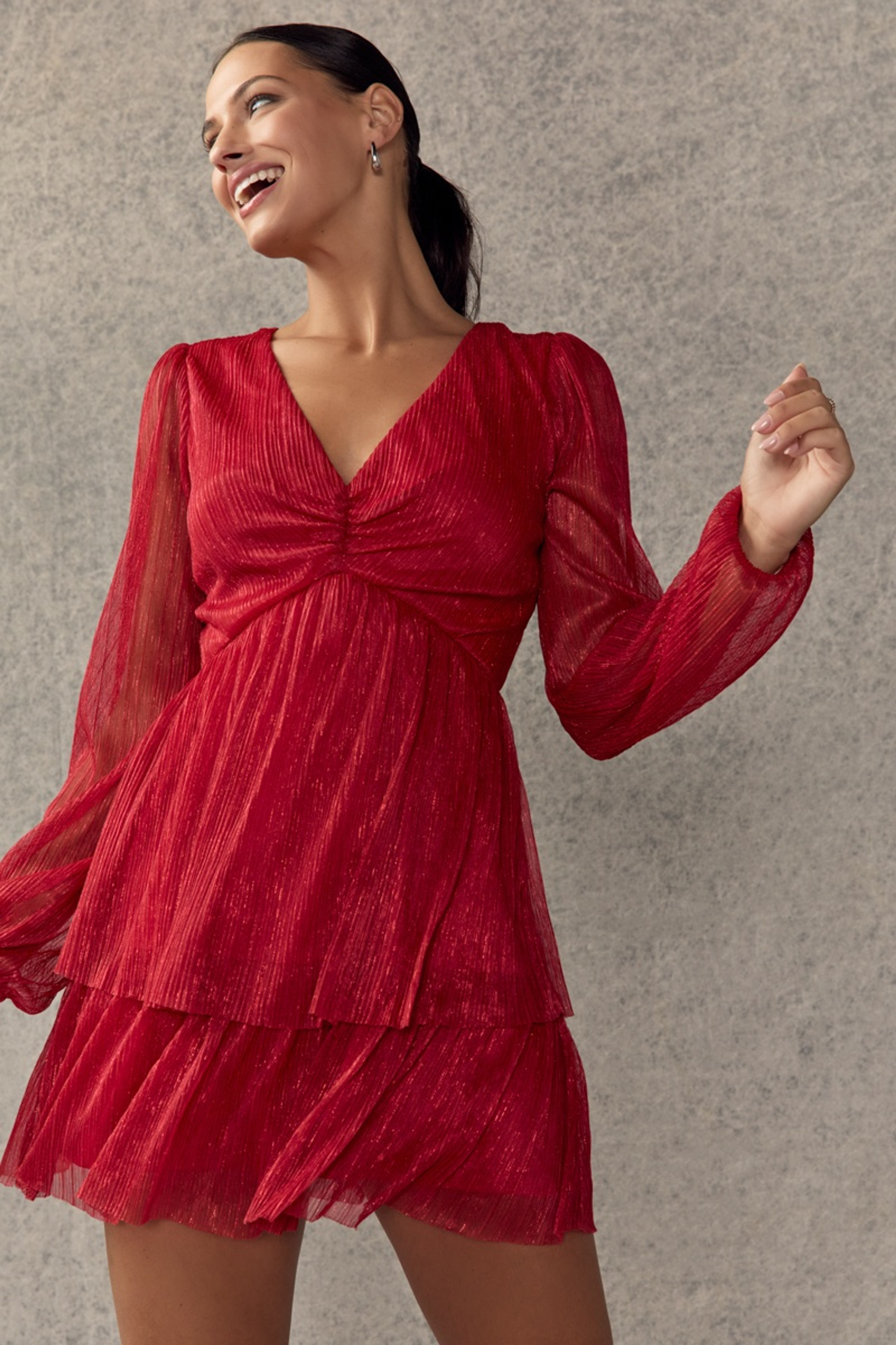 Lindsey Shimmer Tiered Mini Dress | Francesca's