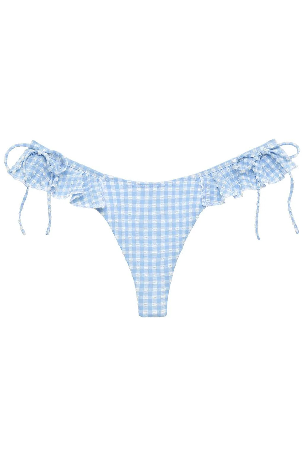 Peri Micro Gingham Uno Ruffle Bows Bikini Bottom | Montce
