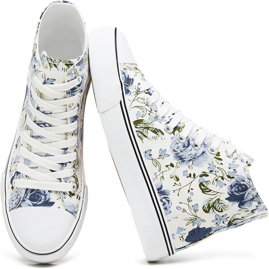 yageyan Womens High Top Canvas Sneakers Fashion Lace up White Shoes for Women Casual Classic | Amazon (US)