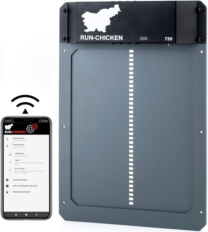 RUN-CHICKEN Door (Gray) Automatic Chicken Coop Door Opener with Timer, Programmable Light Sensor,... | Amazon (US)