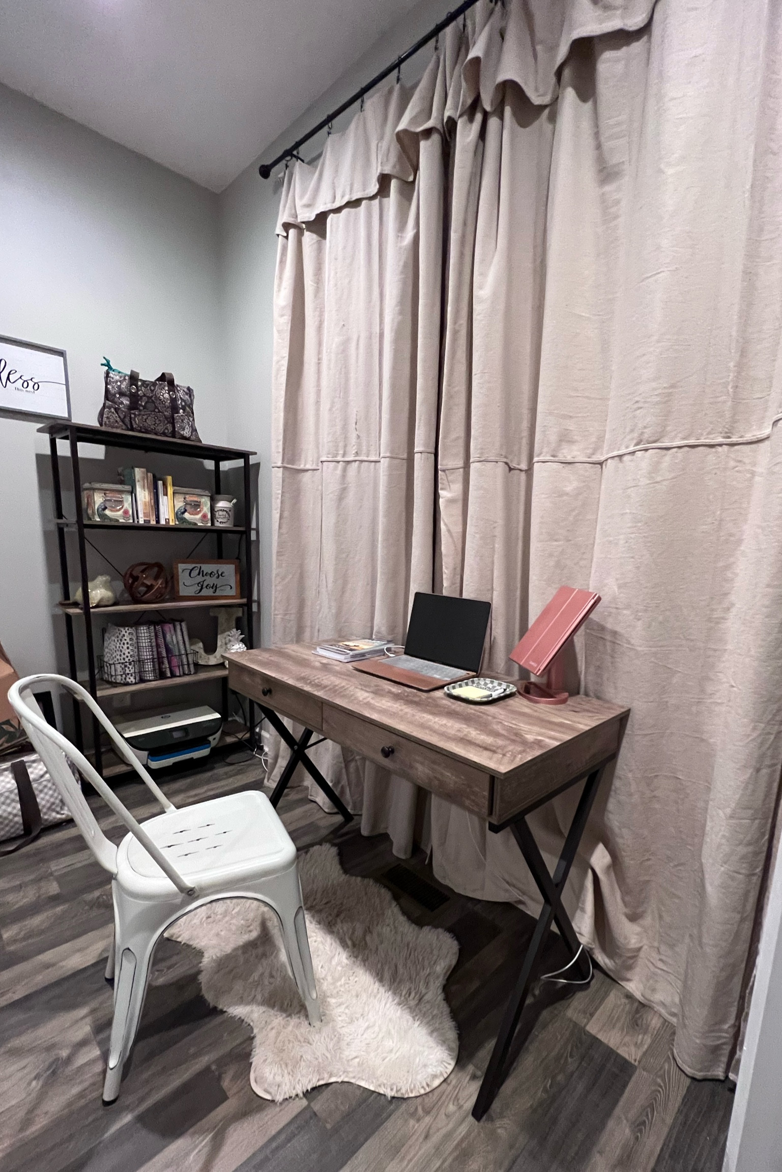 Office set up on a budget 💫 Snagged the shelf and desk at Big Lots, similar ones and everything else pictured linked below! #homeoffice 

#LTKGiftGuide #LTKhome #LTKCyberweek