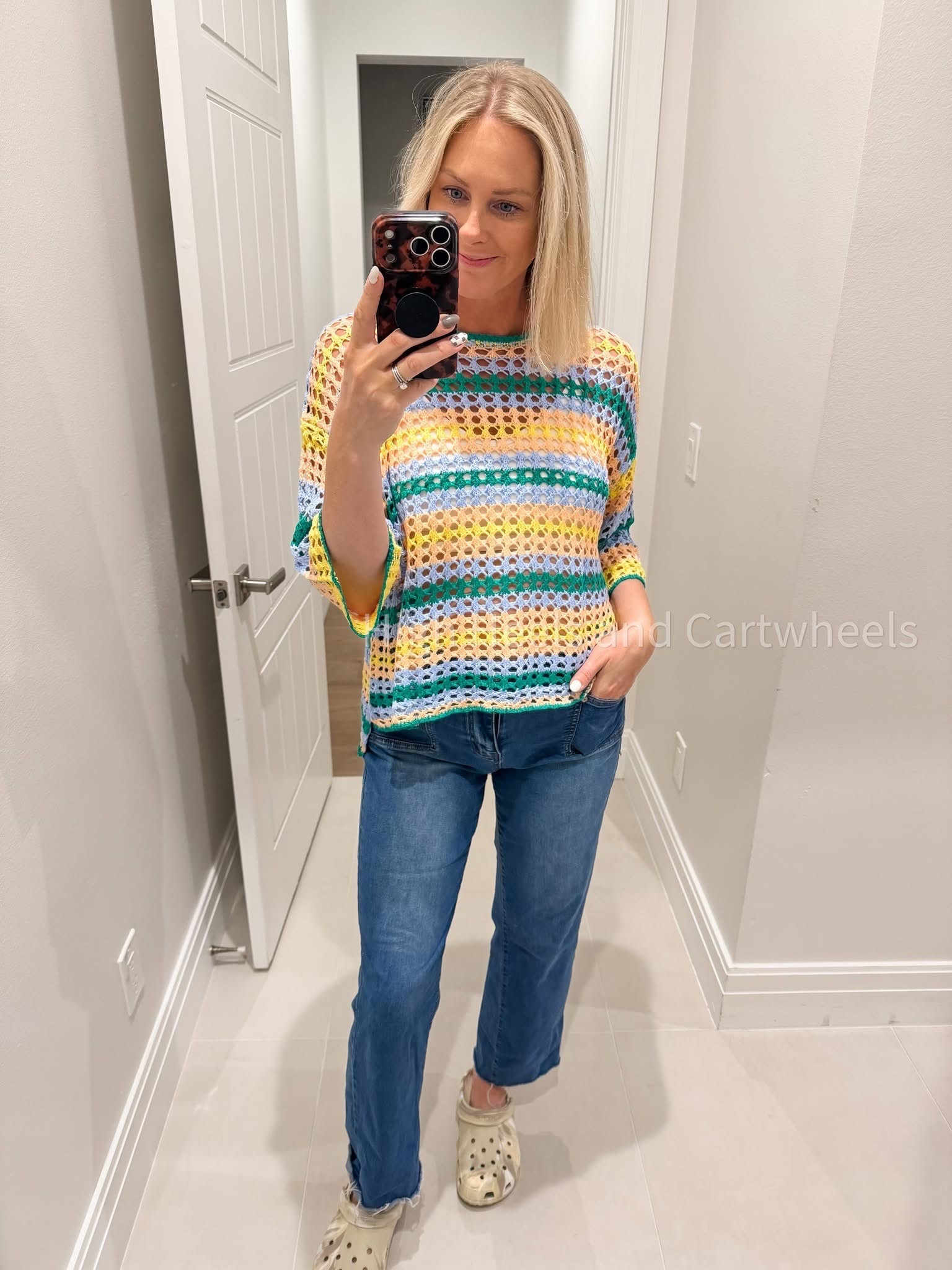 Absolutely love this crochet top from Amazon. Wear as a swimsuit coverup or throw a tank top under!