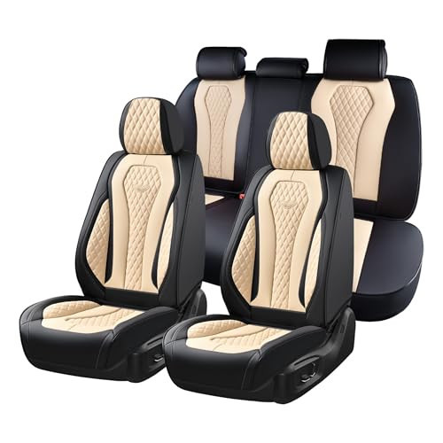 Coverado Car Seat Covers, Leather Seat Covers Full Set, Beige Seat Covers, Car Seat Cushion, Driver Car Seat Covers, Waterproof Car Seat Protector Fit for Most Cars | Amazon (US)