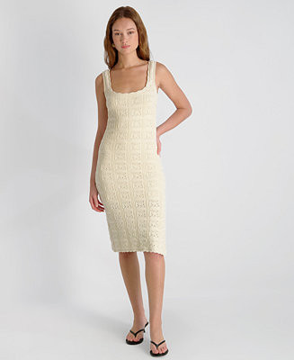 Women's Nellis Square Crochet Knit Midi Dress | Macy's