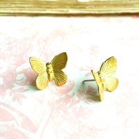 Butterfly Earrings Gold Stud Woodland Garden Wedding Gift For Her Jewelry Post | Etsy (US)