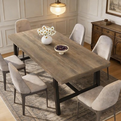 70.87" Long Wooden Kitchen Table with Sturdy Metal Frame & Pear Finish for Dinner, Kitchen, Dining Room | Target