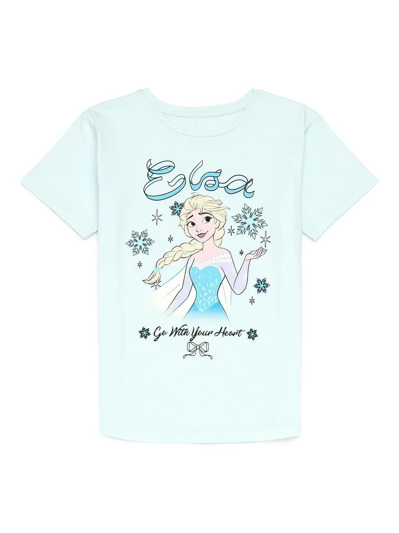 Disney Frozen Elsa Girls Short Sleeve Graphic T-Shirt, Sizes 4-16 | Walmart (US)