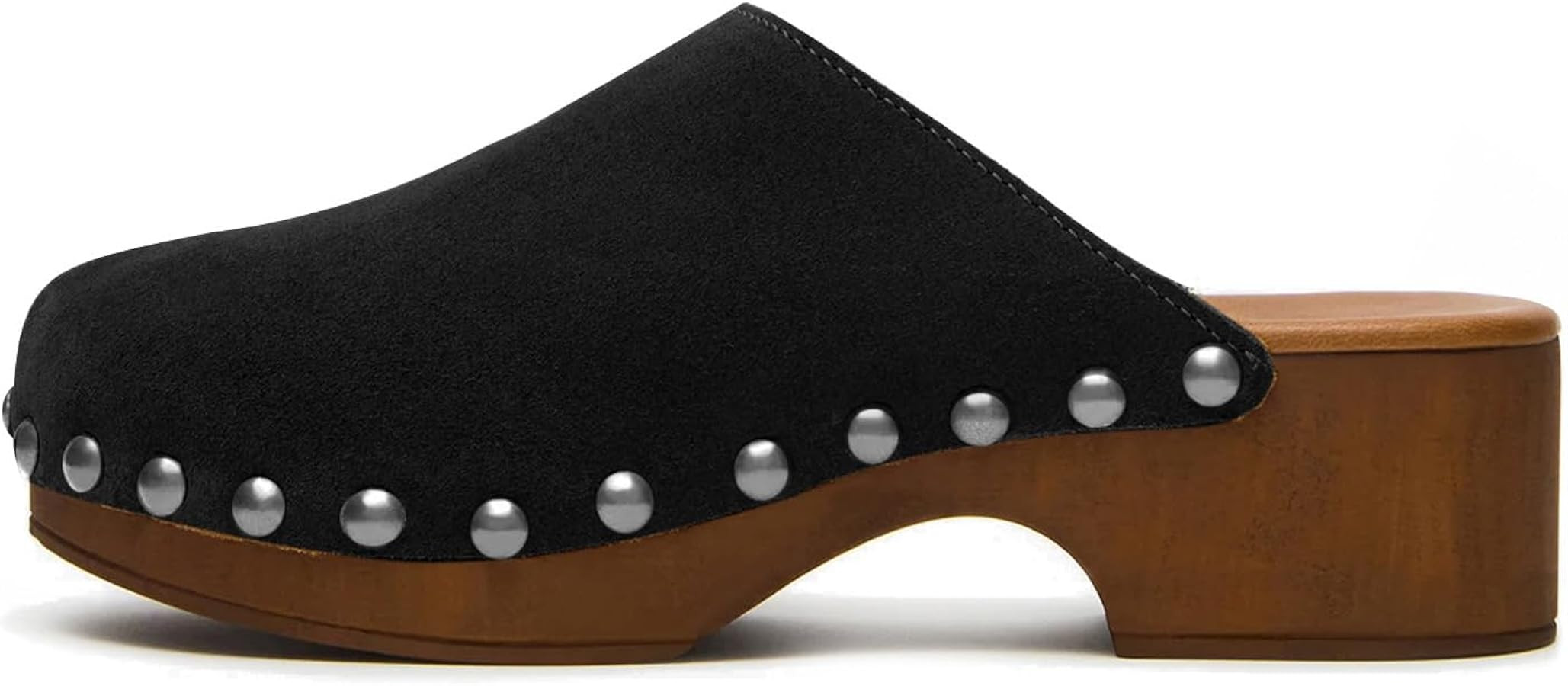 KISSASA Studded Clogs for Women Platform Low Chunky Heels Mules Slip on Closed Round Toe Mules Dr... | Amazon (US)