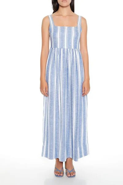 Linen-Blend Striped Maxi Dress | Forever 21