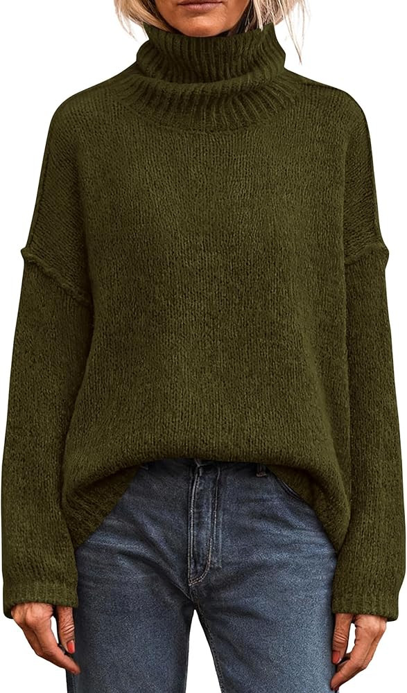 PRETTYGARDEN Womens Turtleneck Long Sleeve Sweater 2025 Fall Trendy Loose Fit Knit Tops Oversized... | Amazon (US)