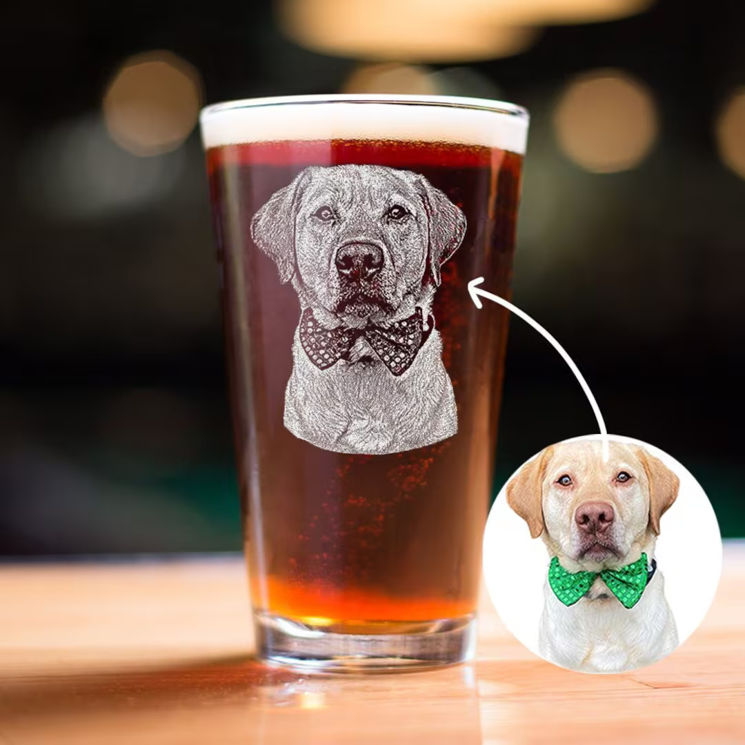 Custom Engraved Pint Glass With Your Dog's Photo - Personalized Gift for Pet Owners - Etsy | Etsy (US)
