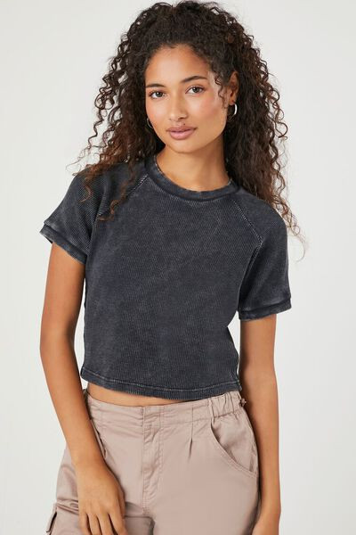 Waffle Knit Cropped Tee | Forever 21