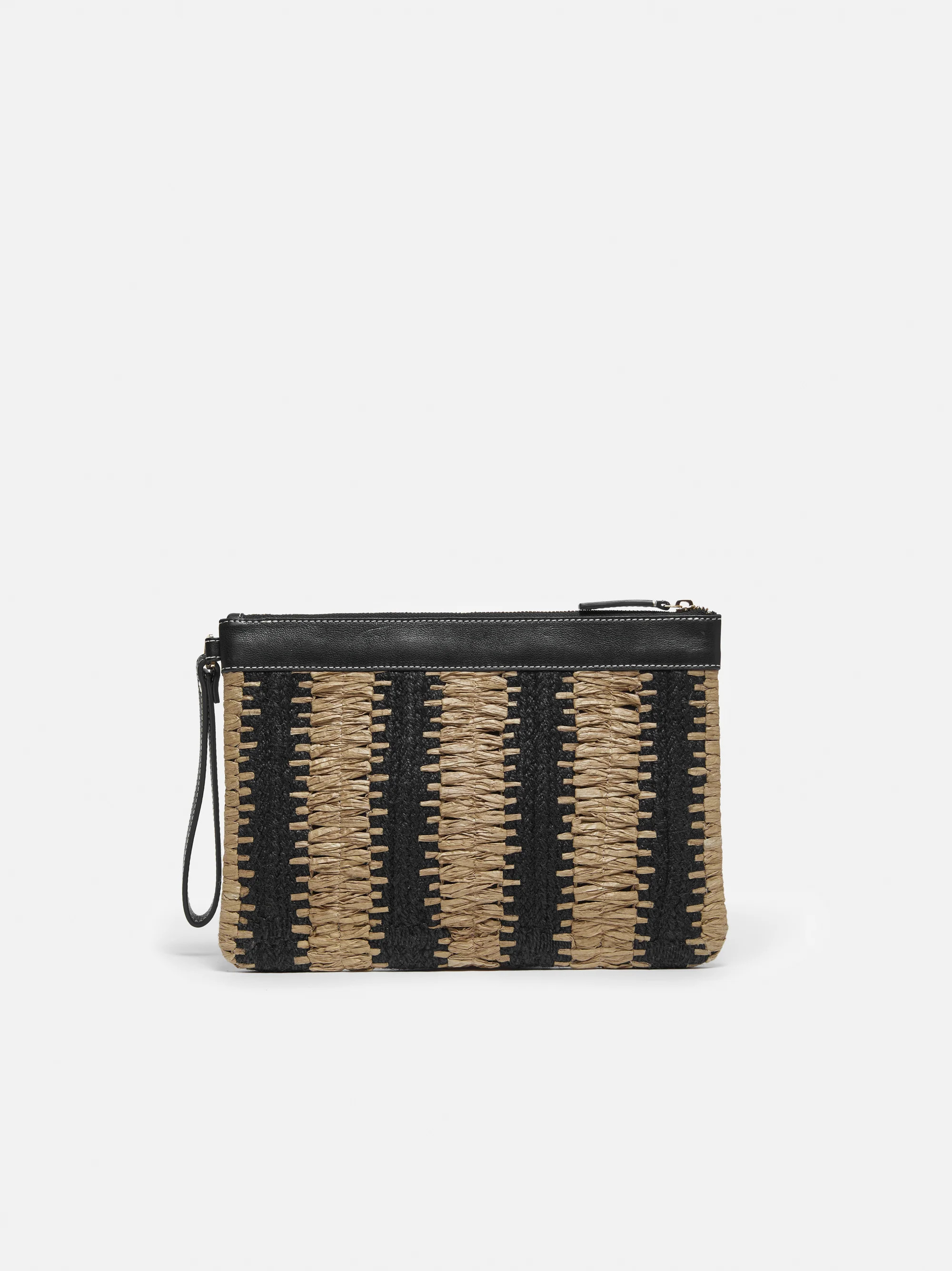 Raffia Stripe Pouch | Beige | Jigsaw (UK)