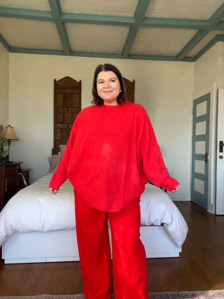 The comfiest red sweater sweater set from aerie is midsize and bump friendly! And on sale!!! Size XL in both, short length pants  

#LTKCyberWeek #LTKmidsize #LTKSeasonal