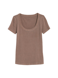 Fitted Short-Sleeve Scoop-Neck Rib-Knit T-Shirt for Women | Old Navy (US)