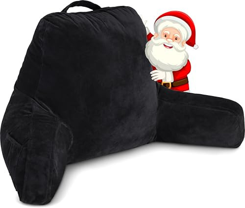 Husband Pillow Black, Original Reading Pillow in Bed Rest Chair, Shredded Memory Foam Large Lounge Cushion Adult Backrest with Arms, Comfy Back Support for Sit Sitting Up, Washable/Removable Cover | Amazon (US)