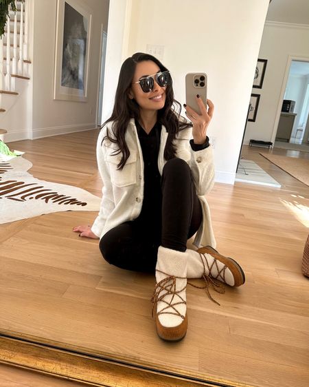 Kat Jamieson wears a cozy winter outfit. Snow boots, winter boot, affordable style, jogger set, athleisure. 

#LTKshoecrush #LTKSeasonal #LTKfindsunder50