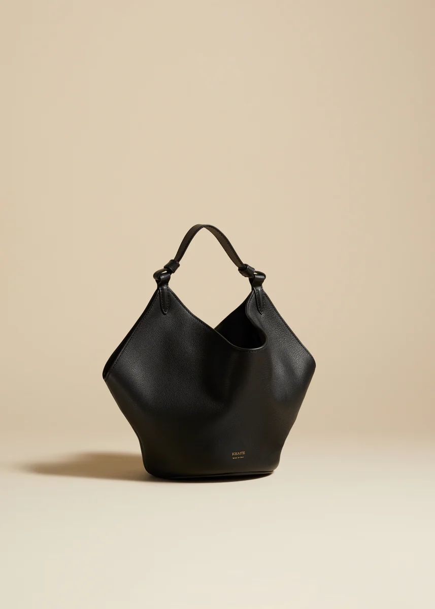 The Mini Lotus Bag in Black Pebbled Leather | Khaite