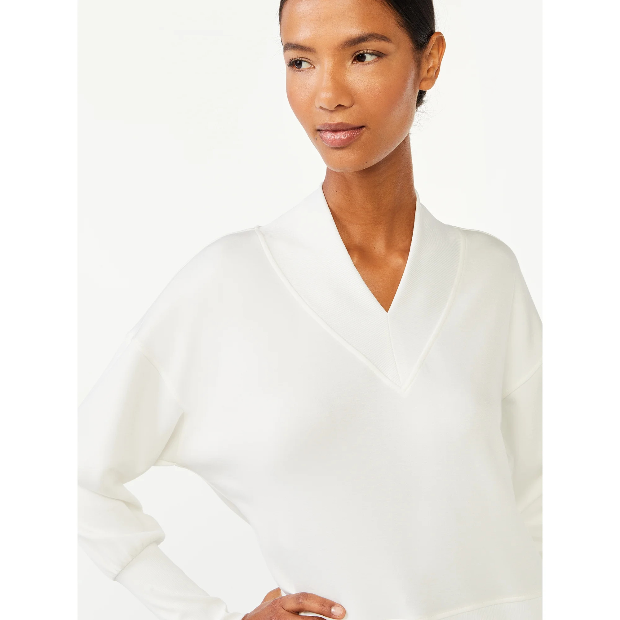 Scoop Women's Scuba Knit V-Neck Sweatshirt, Sizes XS-XXL | Walmart (US)