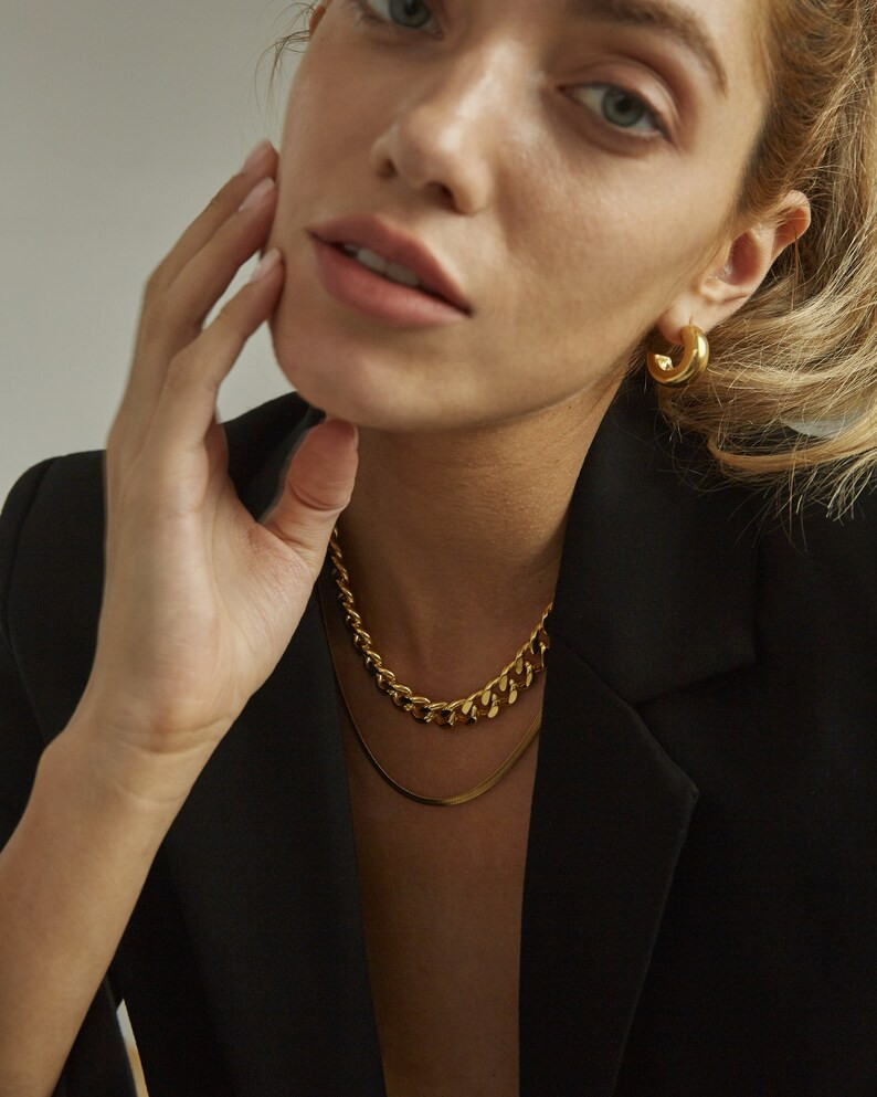 Bold Curb Chain • Thick Curb Necklace • Flat Curb Necklace • Chunky Chain Choker • Thick ... | Etsy (US)
