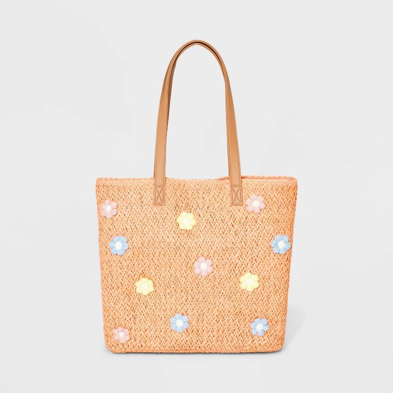Girls' Flower Straw Tote Bag - Cat & Jack™ | Target