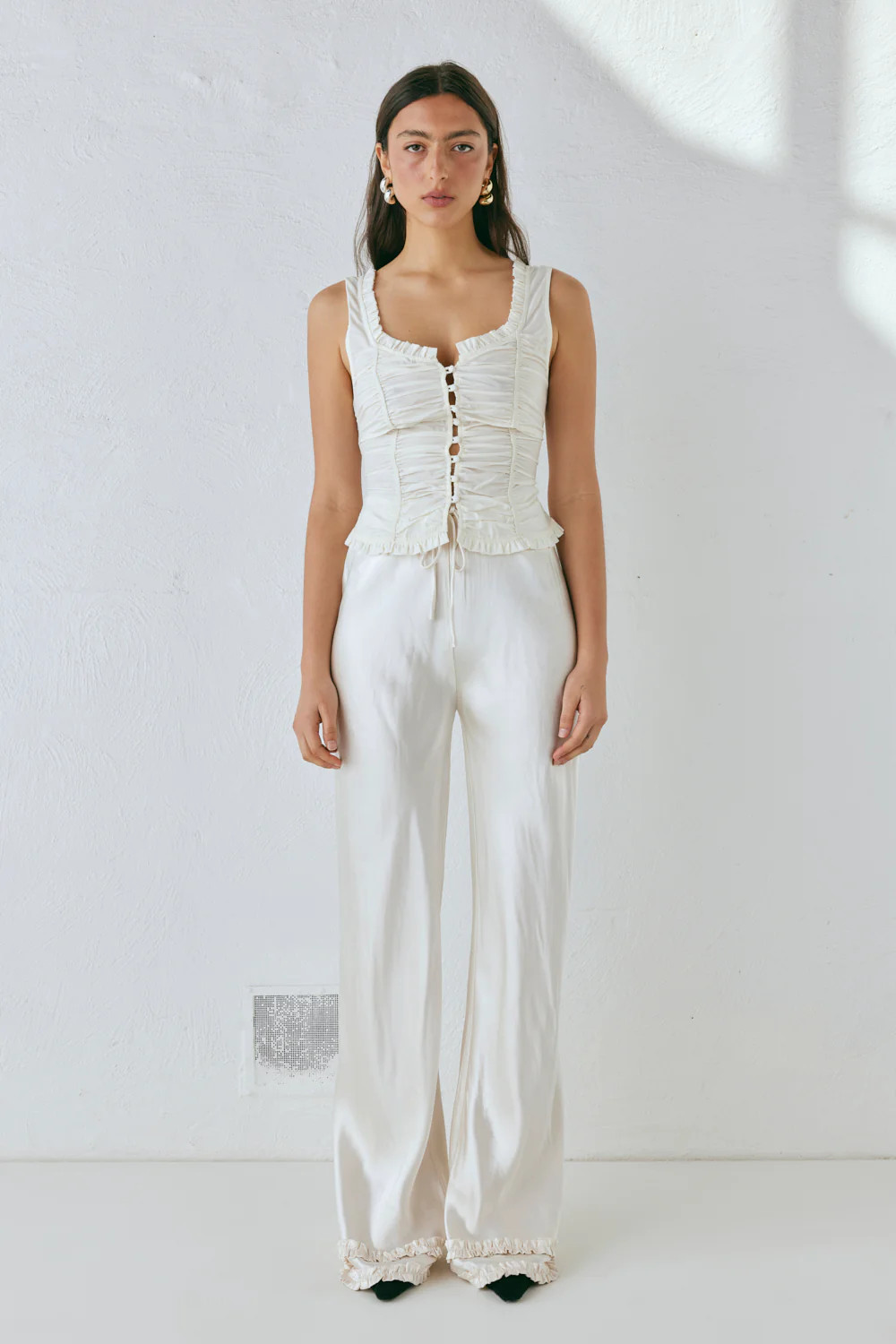 Citara Satin Pants White | VRG Grl