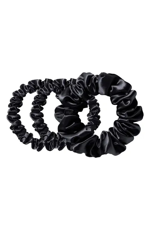 slip 3-Pack Large & Small Silk Scrunchie Set in Black at Nordstrom | Nordstrom