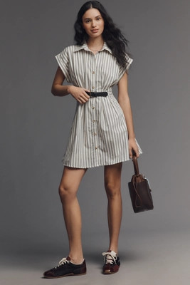By Anthropologie Short-Sleeve Belted Shirt Dress | Anthropologie (US)