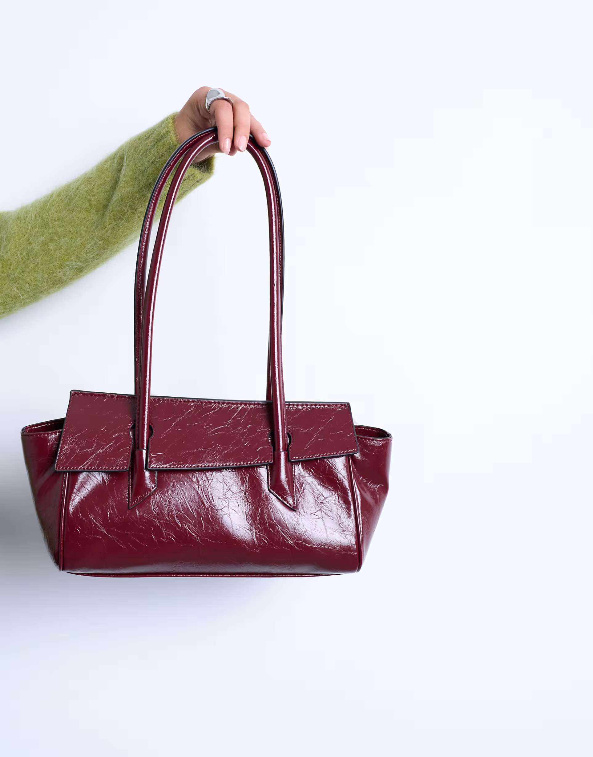 Topshop Sunny shoulder bag with asymmetric flap in burgundy | ASOS (Global)