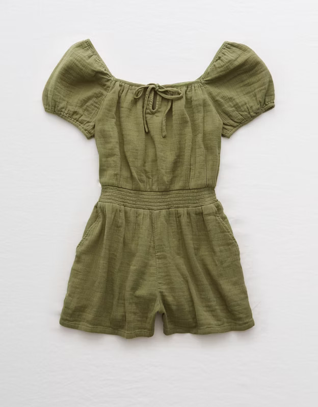 Aerie Puff Sleeve Romper | American Eagle Outfitters (US & CA)