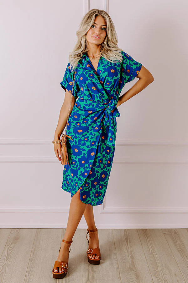 Botanical Garden Wrap Midi in Green | Impressions Online Boutique