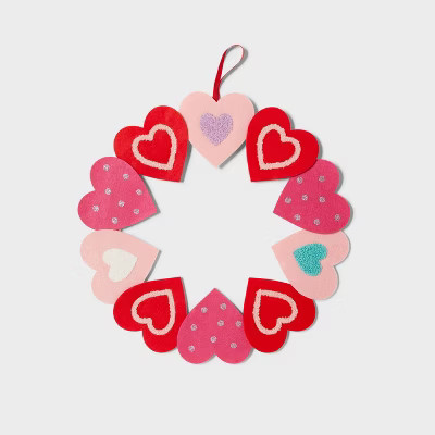 16" Felt Heart Wreath Valentine's Day Decorative Wall Decor - Spritz™ | Target